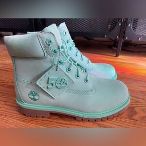 Timberland Premium 50th Anniversary Nubuck Light Green Boots Women Size 5